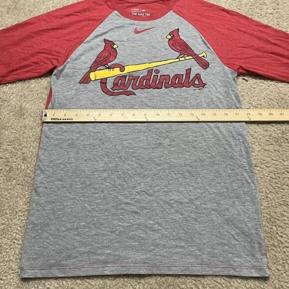 St. Louis Cardinals Nike Tee Small Nike Red Gray Baseball Raglan Tee MLB - Picture 6 of 7